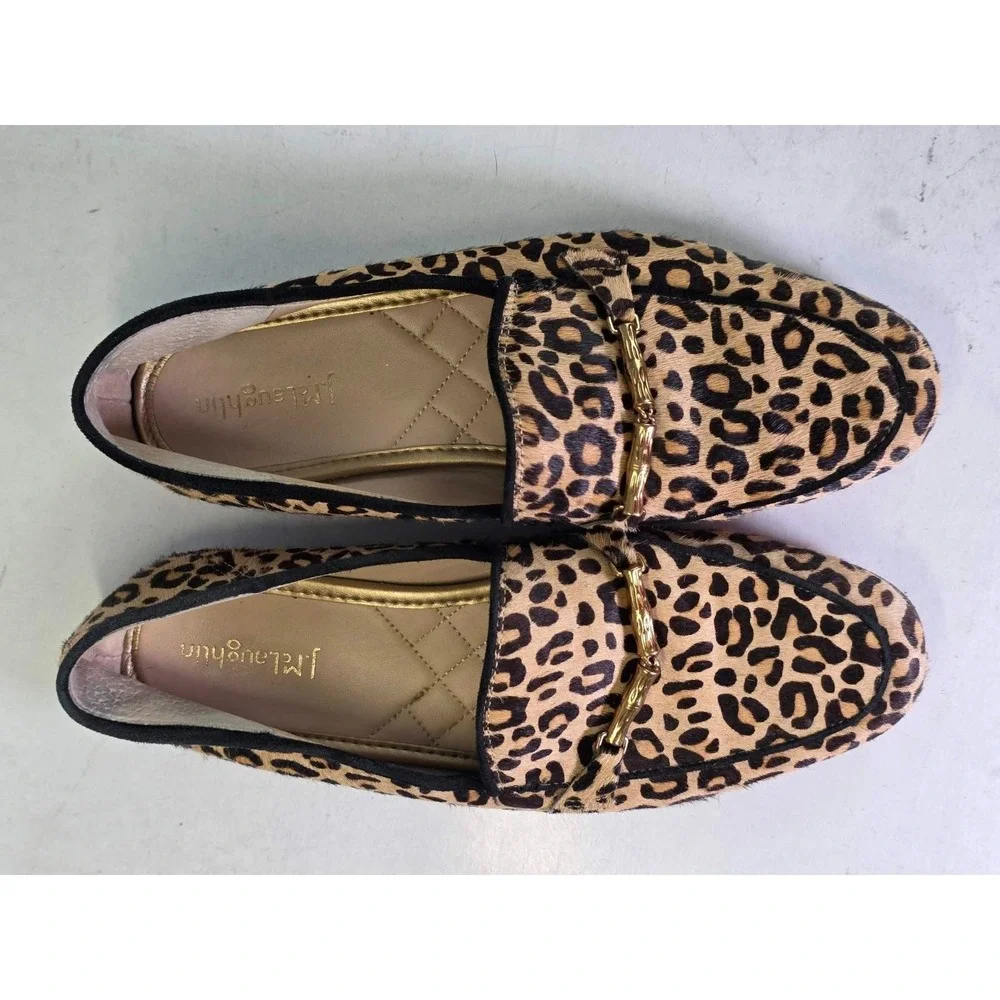 J.McLaughlin Dillon Women's Loafers Size 7 M Leopard Print Brown Calf Hair Shoes